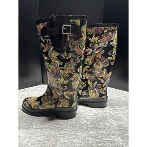 Sakroots By The Saks Sz 6 Calf Midnight Treehouse Lined Rain Boots Snow